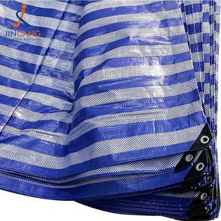 100% gerecycled materiaal PP tarpauline met zwarte driehoek versterkt